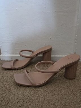 a new day Blush Strappy Square-Toe Block Heel Sandals